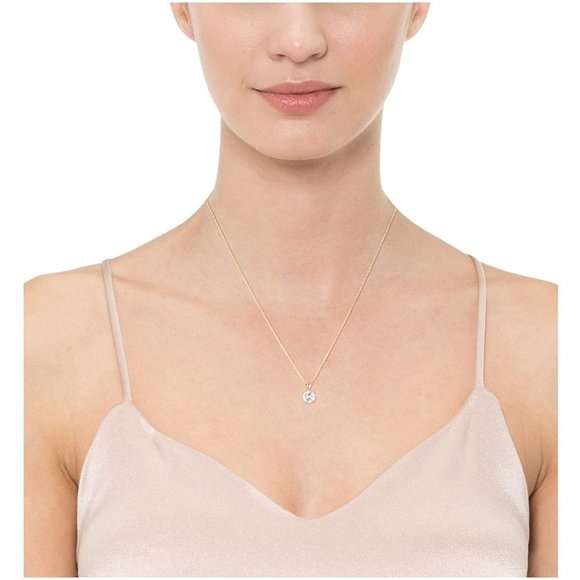 Round Cut Solitaire Sterling Silver Necklace